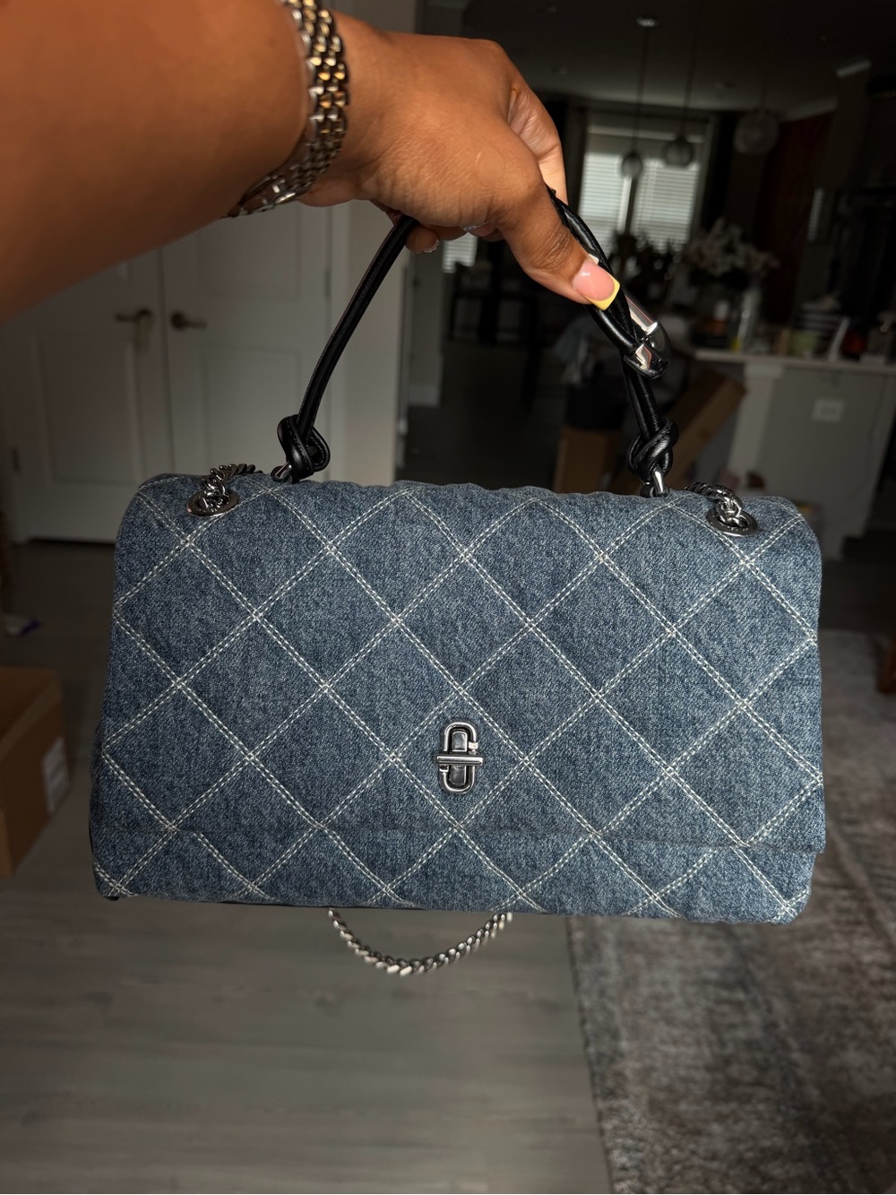 Marc Jacobs Quilted Denim Dual Shoulder Bag